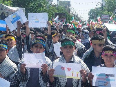 فریاد بی‌صدای دانش‌آموزان ساوه برای کودکان غزه + فیلم