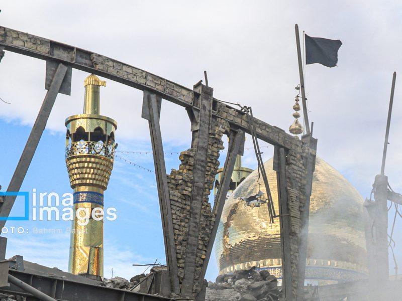 بازدید سرپرست فدراسیون بدنسازی و پرورش اندام از محل بمباران حسینیه اعظم زنجان