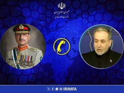 تماس تلفنی وزیر امور خارجه با فرمانده ارتش پاکستان
